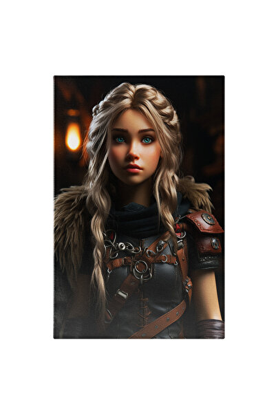 StoryGift Romania Tablou Canvas: Frumoasa Fata Razboinica Blond,, Papusa, Acc...