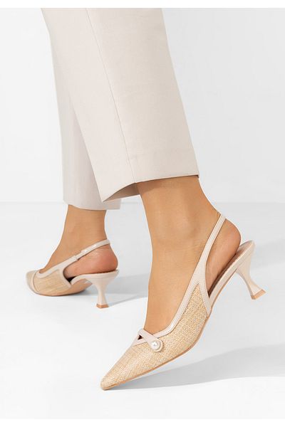 B T Shoes Clemenia V2 Low Heel Shoes Beige