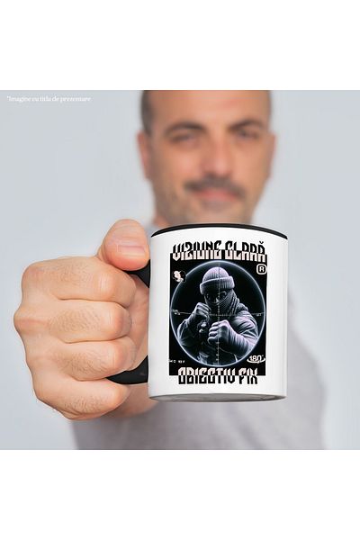 StoryGift Romania Mug Man thug, thief, clear vision, fixed objective!, 330ml, Ceramic with Black Handle, With, STG.