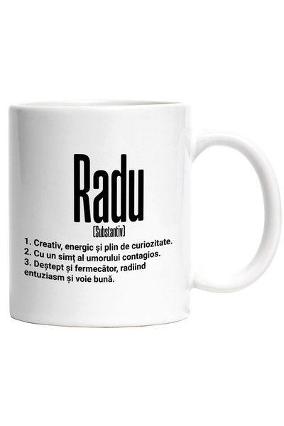 StoryGift Romania Cana Cu Numele Radu, Cu Mesaj Motivational, Creativ, Energi...