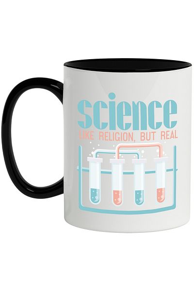 StoryGift Romania Mug With Message In English Science Like Religion But Real, Test Tubes, Multicolor 33, With