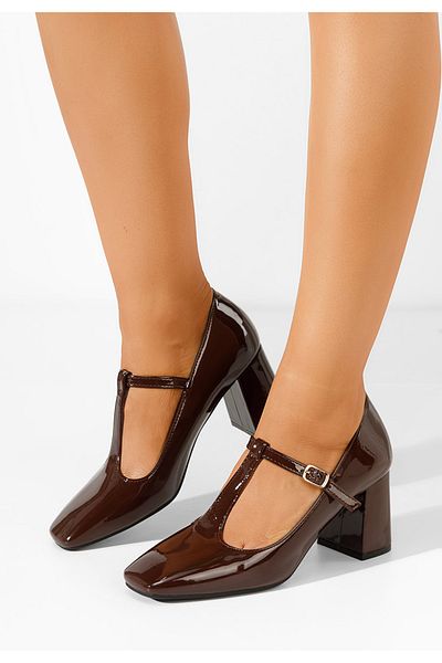 B T Shoes Mevana Brown Chunky Heel Shoes