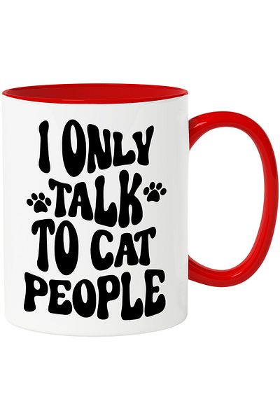 StoryGift Romania Paw Mug for Those Who Only Talk to Cat People with Red Handle, With Ma