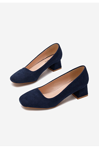 B T Shoes Modré lodičky na nízkém podpatku Arola i