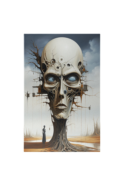 StoryGift Romania Tablou Canvas: Ilustratie Cu Un Cap Urias - Craniu Copac Abstract Pictura Digitala