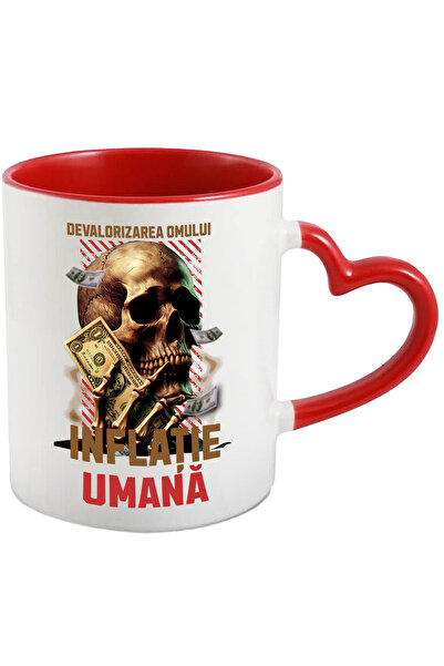 StoryGift Romania Cana Devaloarizarea Omului, Inflatie Umana Craniu Uman, Bancnote Bani, 330ml, Ce, Cu ,stg