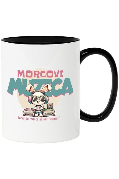 StoryGift Romania Carrots and Music Mug, A Bunny's Workplace, 330ml, Ceramic with Handle, With