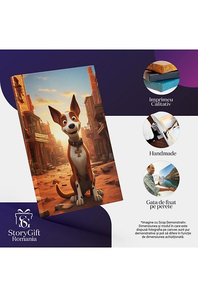 StoryGift Romania Tablou Canvas: Cartoon Disney Caine Fericit Intr-un Sat Parasit Cu Ochii Mari Si Urechi Ascuti