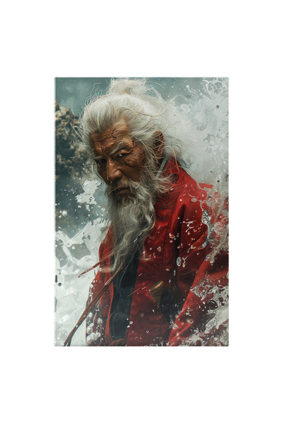 StoryGift Romania Tablou Canvas: Samurai Japonez Bătrân Cu Păr Alb Lung Și Ha...