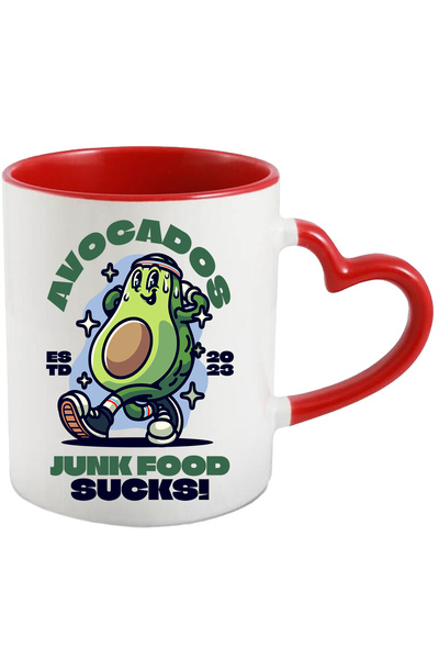 StoryGift Romania Cana Cu Mesaj In Engleza Avocado Junk Food Sucks, Sport, Al...