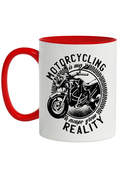StoryGift Romania Mug With Message Motorcycling Is My Escape From Reality, Motorcycle, Black White 330, With