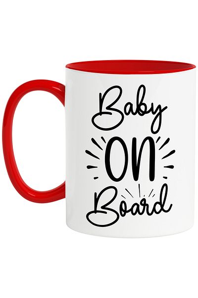 StoryGift Romania Mug for those who have a baby on board in the car with Red Handle, With Red Handle STG