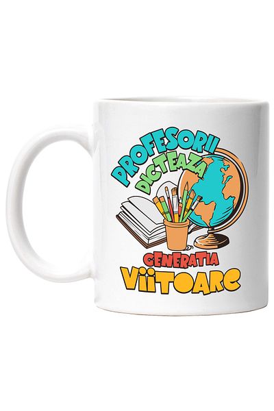 StoryGift Romania Mug Teachers dictate the next generation school, 330ml, Ceramic with White Handle, With M
