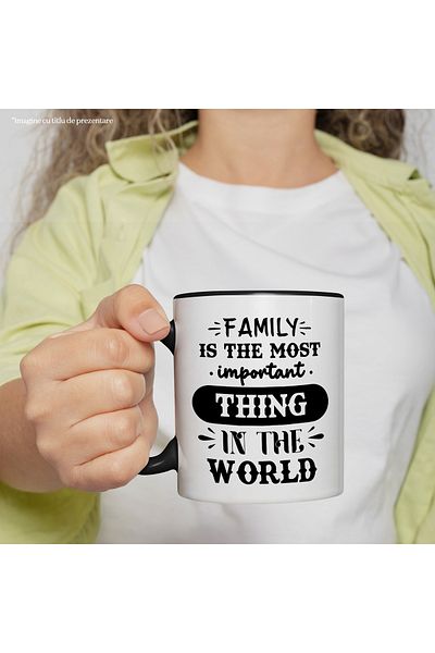StoryGift Romania Mug with the text "Family is the most important thing in the world" - first of all, with