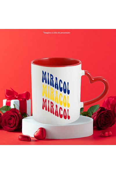 StoryGift Romania The Word Miracle Mug, in the Colors of the Romanian Flag, Red, Yellow, Blue, T, Cu, STG.