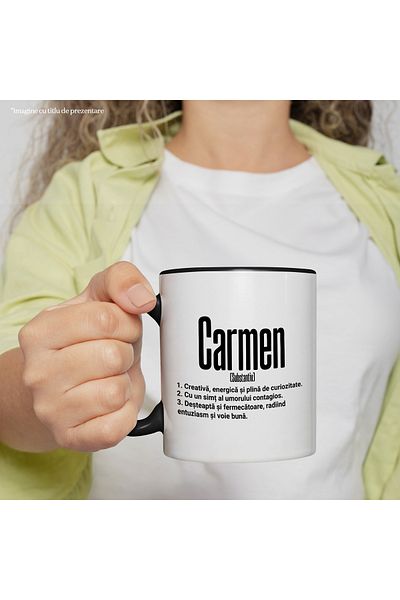 StoryGift Romania Mug With Name Carmen, and Motivational Message, Creative, Smart, Curious, Amu, With