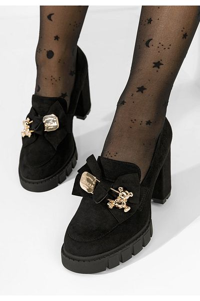 B T Shoes Pantofi Cu Toc Gros Breva V3 Negri