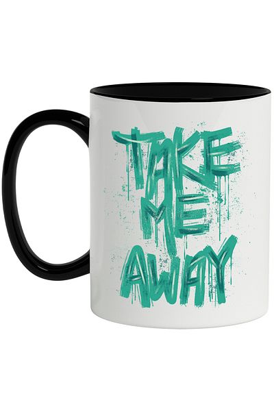 StoryGift Romania Mug With English Message Take Me Away, Graffiti, Illustration, Multicolor 330 ml, , With