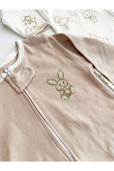 DEFNE LİNA BABY Baby Girl Printed Cotton Cuffed 3-Piece Jumpsuit Set Colorful Patterned 9-12-18 Months Baby Outfit