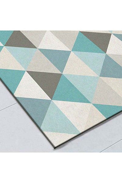 COOYA 2Pcs Geometric Pattern Kitchen Floor Mat,Comfort & Non-Slip,Super Water Absorbent,50x160cm+50x80cm