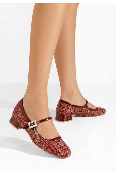 B T Shoes Milina Red Low Heel Shoes