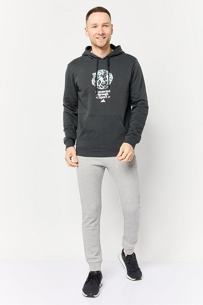 adidas Men Sportswear Fit Long Sleeve Outdoor Hooded Sweatshirt, Grey