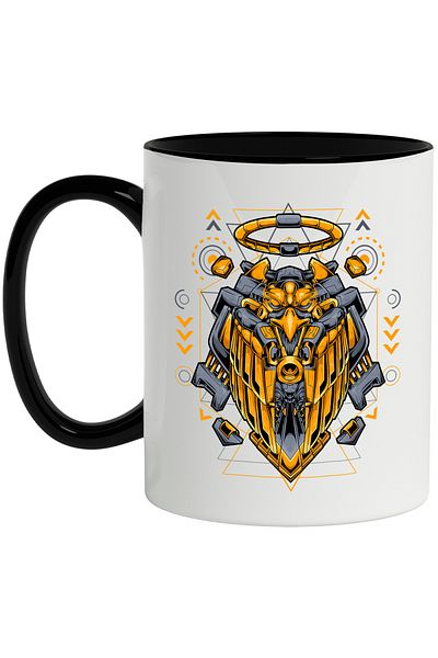 StoryGift Romania Eagle Mug, Wings, Aura, Robot, Geometric, Sci Fi, Robot, Arrows, Multicolor, With