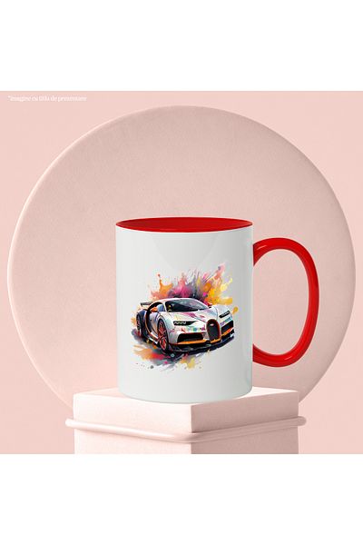 StoryGift Romania Sports Car Mug, Watercolor, Paint Splatter, Wheels, Multicolor 330 ml, Ceramic, With ,STG