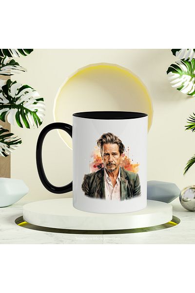 StoryGift Romania Mug With Brad Pitt, Actor, Celebrity, Hollywood, Movies, Multicolor 330 ml, Wax, With ,STG.