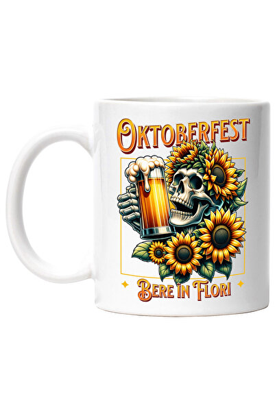 StoryGift Romania Cana Oktoberfest, Bere În Flori Schelete Cu Halba De Bere, 330ml, Ceramic Cu Man, Cu ,stg