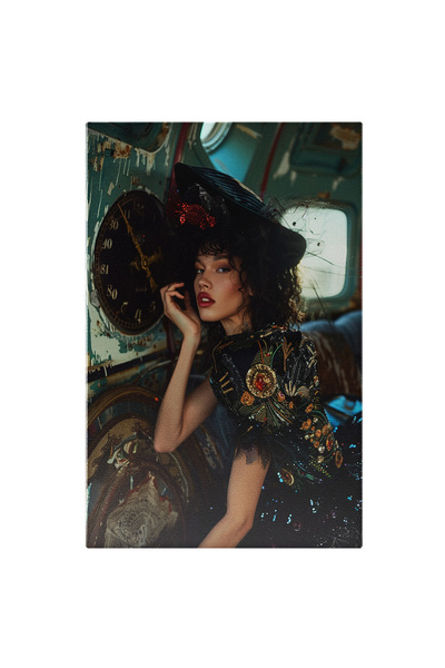 StoryGift Romania Tablou Canvas: Costumație Neagră Și Machiaj Vintage Pe Mode...