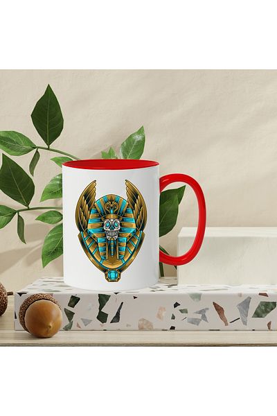 StoryGift Romania Mug With Pharaoh, Cobra, Hat, Egypt, Skull, Fantasy, Multicolor 330 ml, Ceram, With, STG.