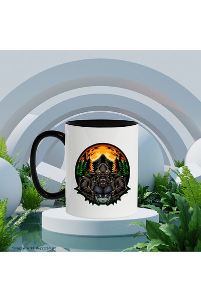 StoryGift Romania Monster Mug, Controller, Mountain, Volcano, Forest, Fire, Multicolor 330 ml, Wax, With ,STG