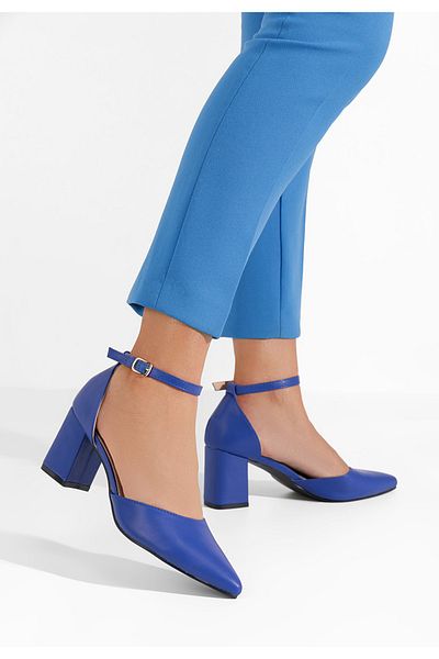B T Shoes Pantofi Cu Toc Gros Si Bareta Alivila Navy