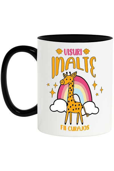 StoryGift Romania Giraffe mug dreams big be brave motivational personal development, 330ml, , With