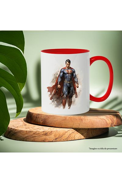 StoryGift Romania Mug With Superman, Costume, Cape, DC, Sand, Heroes, Multicolor 330 ml, Ceramic with , With ,STG