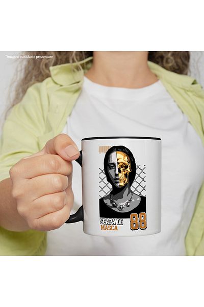 StoryGift Romania Mug Woman With Skull Mask Be Yourself Get Rid Of The Mask, 330ml, Ceramic c, With, STG