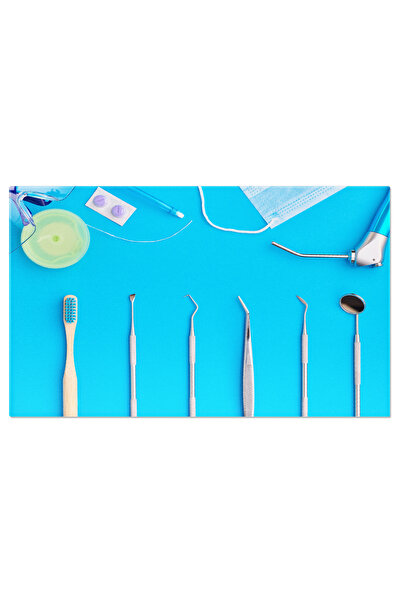 StoryGift Romania Tablou Canvas Unelte De Dentist Pe Fundal Albastru, Vazute ...