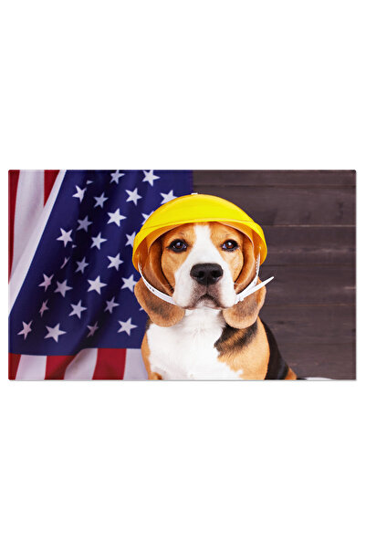 StoryGift Romania Tablou Canvas Caine Beagle In Casca De Constructie, Constru...