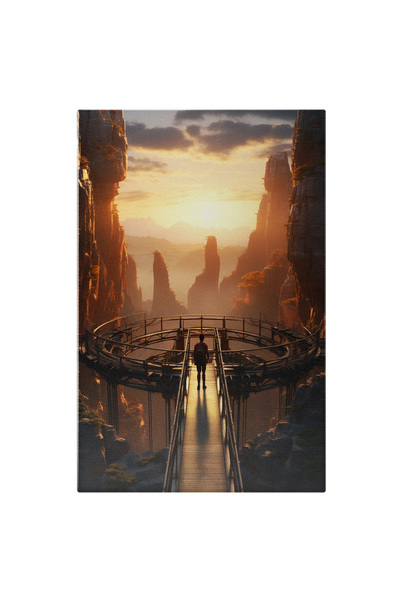 StoryGift Romania Tablou Canvas: Bridge Of Life Barbat Mergand Pe Un Pod In P...