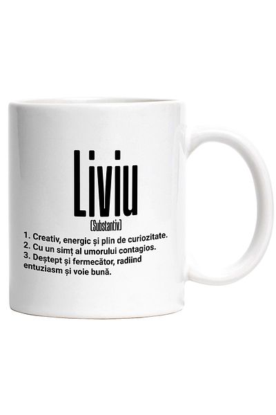 StoryGift Romania Cana Cu Numele Liviu, Cu Mesaj Motivational, Creativ, Energic, Curios, Destept, , Cu ,stg