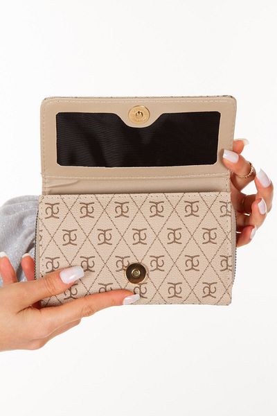Newish Women's Leather Monogram Patterned Card Holder and Wallet -