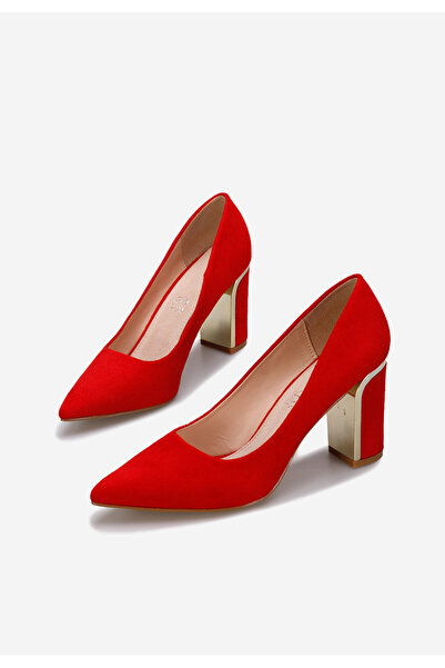 B T Shoes Sireda Red Chunky Heel Shoes