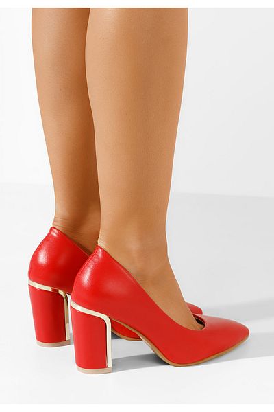 B T Shoes Sireda V2 Red Chunky Heel Shoes