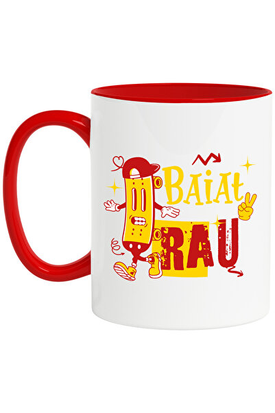 StoryGift Romania Cana Skateboard Cu Sapca Text Baiat Rau, 330ml, Ceramic Cu ...