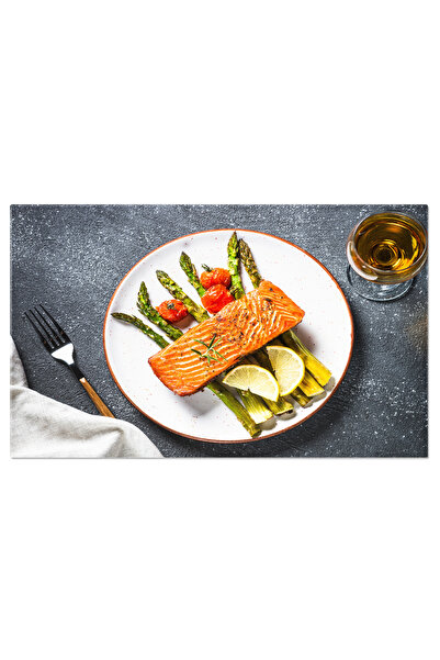 StoryGift Romania Tablou Canvas File De Somon La Cuptor Cu Sparanghel Si Rosii Un Preparat Culinar Deosebit, Cons