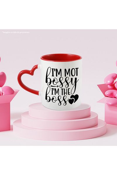 StoryGift Romania Heart mug for those who are the real bosses/bosses with Heart Handle Ro, Cu, STG