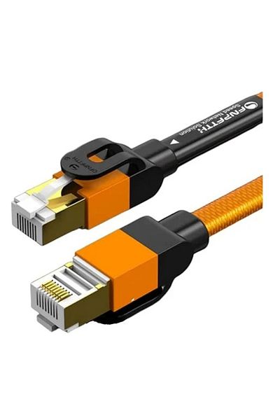 Ofnpftth Cablu de rețea Cat 7 Ofnpftth, nailon 10Gbps/600MHz, portocaliu/negru, 1 m
