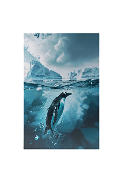 StoryGift Romania Tablou Canvas: Animalele De La Polul Nord Pinguin În Apă Ruperea Icebergului Peisaj De Iarnă Pi