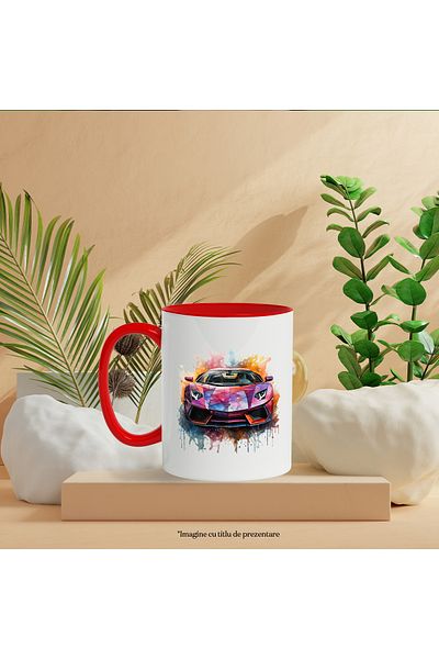 StoryGift Romania Mug With Sports Car, Speed, Splash Paint, Illustration, Multicolor 330 ml, Wax, With